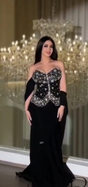 فستان سهرة كريب استرتش أنيق