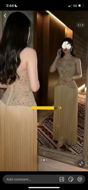 فستان ذهبي تطريز يدوي