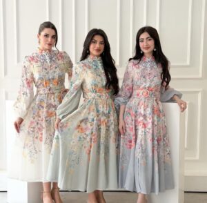 فستان مورد ثلاث الوان والمقاسات من سمول الى اكس لارج