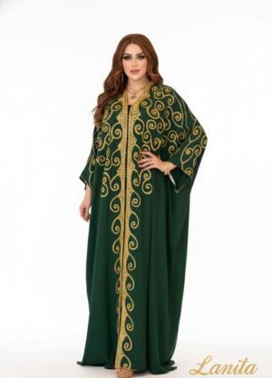 قفطان ملكي فاخر بتطريز ذهبي – أناقة شرقية مميزة