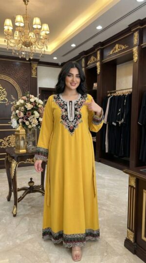 جلابية كويتية فخمة بتطريز يدوي - بألوان متعددة