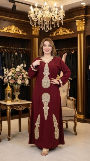 جلابية فخمة بتطريز بارز - أناقة ملكية