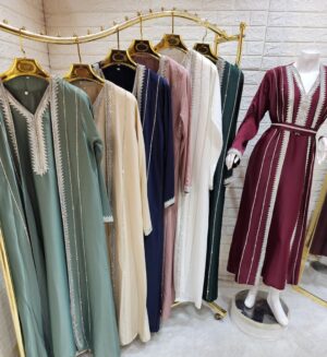 جلابية نسائية فاخرة من قطعتين - إطلالة راقية بلمسة كريستال