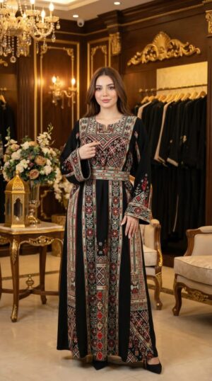 جلابية فلسطنية فاخرة بتطريز تراثي