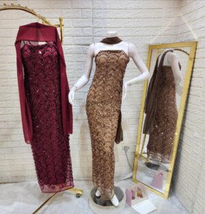 فستان سهرة فاخر بتصميم راقٍ