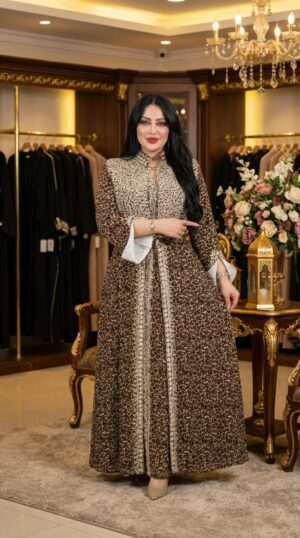 جلابية بنقشة ملكية مع حزام - أناقة لافتة بطابع راقي