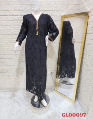 جلابية لمعة سوداء بتصميم أنيق - فخامة يومية