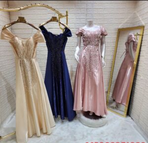 فستان سهرة طويل فاخر - إطلالة أنثويةوراقية