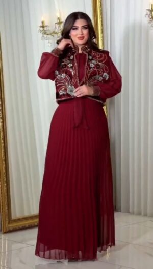 فستان سهرة فاخر بتطريز أنيق