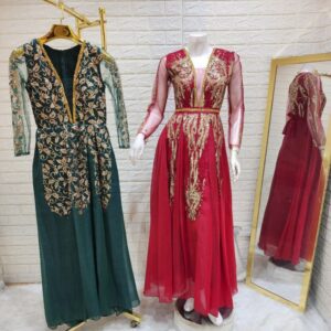 فستان سهرة كلوش فاخر بتطريز ملكي أنيق