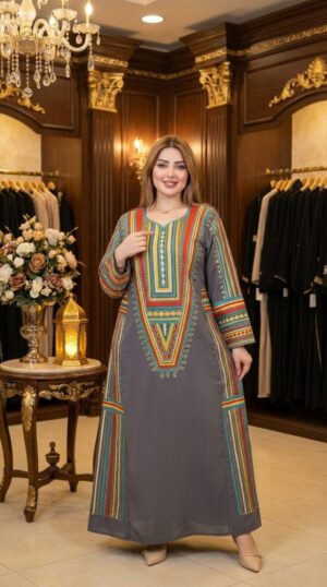 جلابية عصرية فخمة بتطريز تراثي أنيق