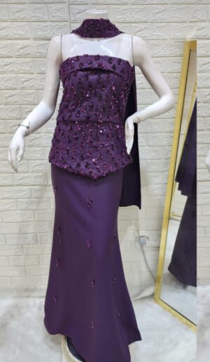 فستان سهرة فاخر قطعتين - تصميم راقٍ بإطلالة ملكية